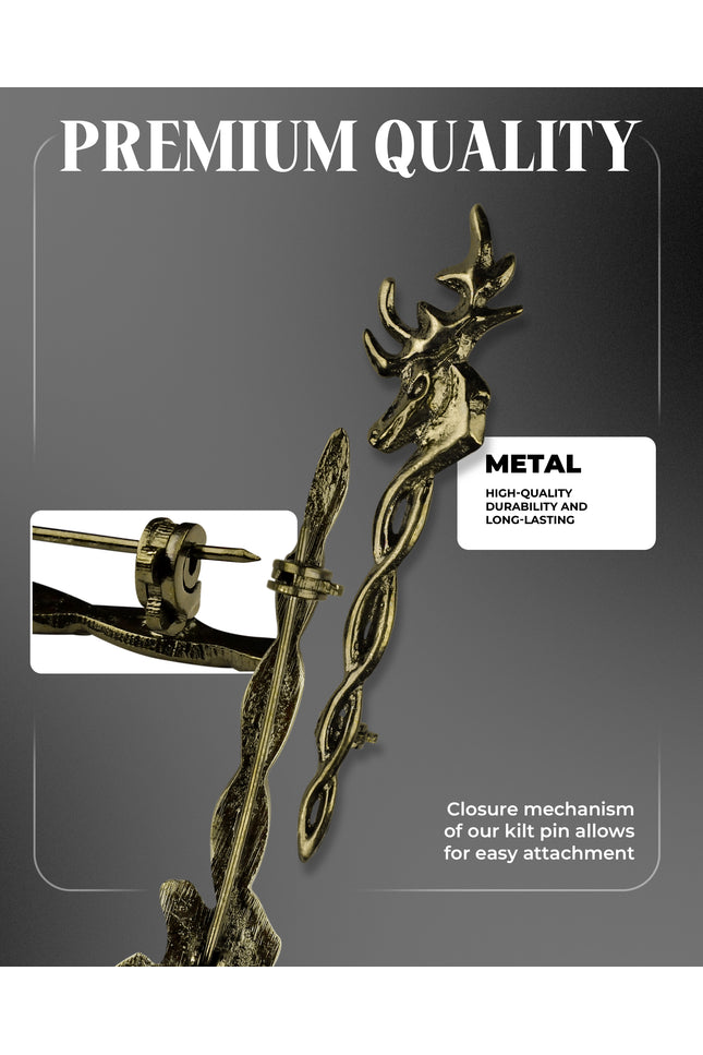 Scottish Kilt Pin for men | Vintage Stag Pewter Antique