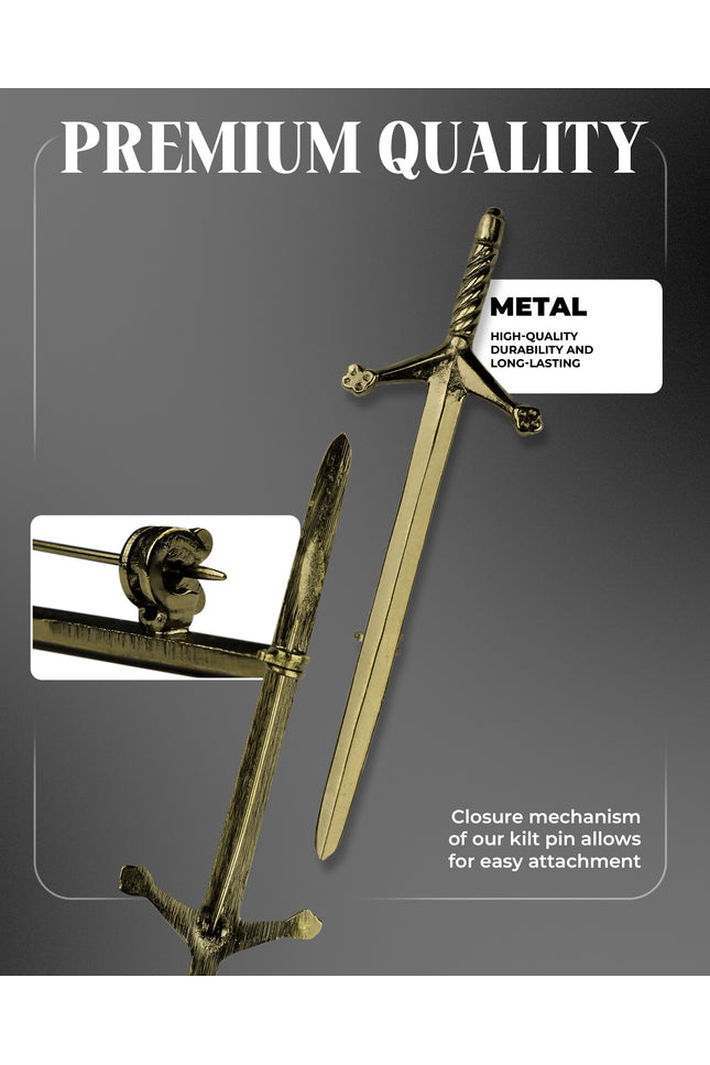 Scottish Kilt Pin for men | Pewter Sword Antique