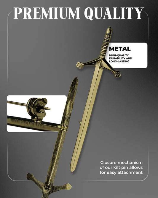 Scottish Kilt Pin for men | Pewter Sword Antique