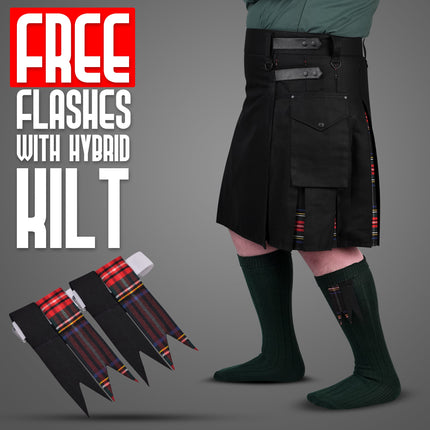 Black Stewart Hybrid Utility Kilt for Men  - Traditional Style with Modern Functionality