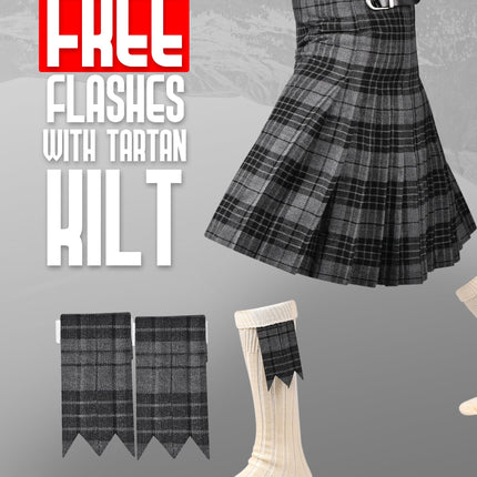 Kilt for Men I Grey Watch Tartan Kilt Polyviscose 8 Yard Traditional Men Kilt
