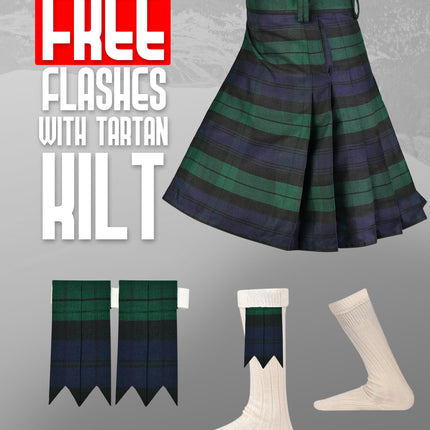 Kilt for Men I Black Watch Tartan Kilt Polyviscose 8 Yard Traditional Men Kilt