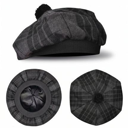 Tam O'Shanter Hat with Pompom | Gray Watch Tartan