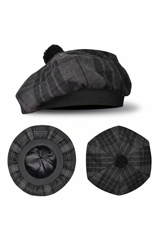 Tam O'Shanter Hat with Pompom | Gray Watch Tartan