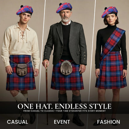 Tam O'Shanter Hat with Pompom | Hamilton Red Tartan