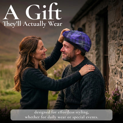 Tam O'Shanter Hat with Pompom | Highland Mist Tartan