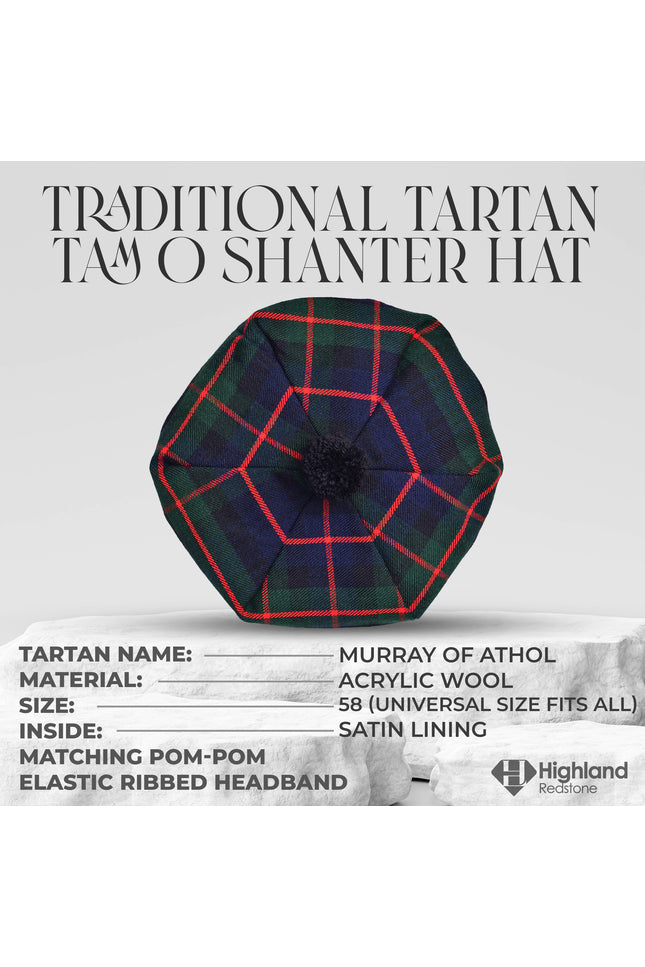 Tam O'Shanter Hat with Pompom | Murray of Athol Tartan