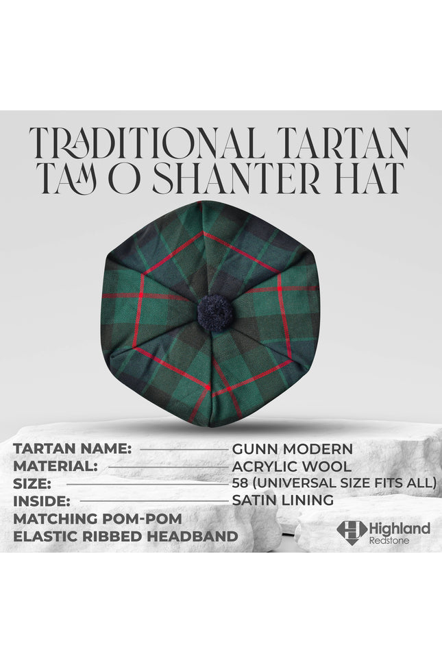 Tam O'Shanter Hat with Pompom | Gunn Modern Tartan