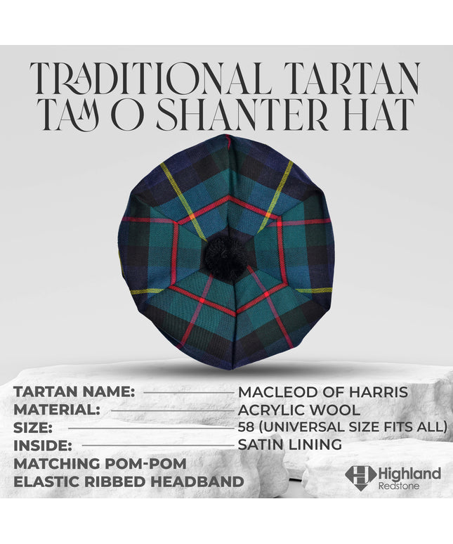 Tam O'Shanter Hat with Pompom | MacLeod of Harris Tartan
