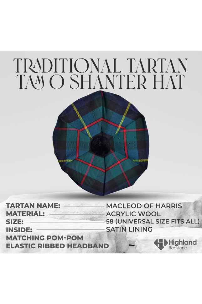 Tam O'Shanter Hat with Pompom | MacLeod of Harris Tartan
