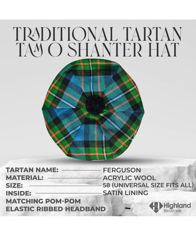 Tam O'Shanter Hat with Pompom | Ferguson Tartan