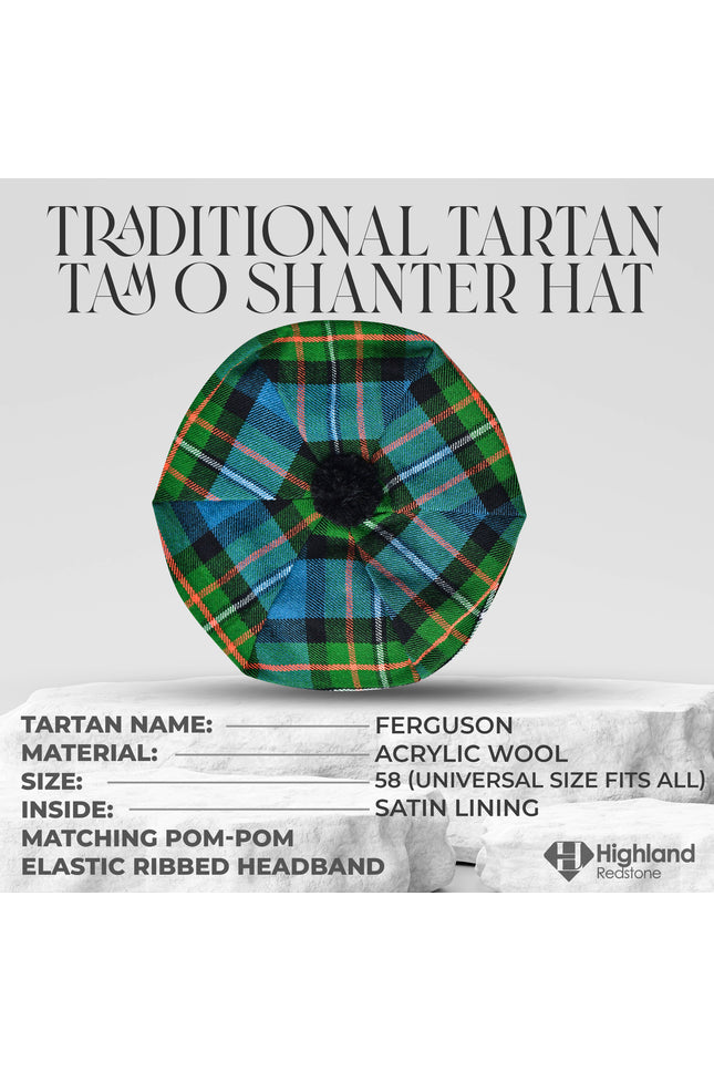 Tam O'Shanter Hat with Pompom | Ferguson Tartan