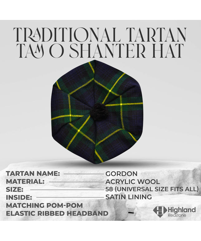 Tam O'Shanter Hat with Pompom | Gordon Tartan