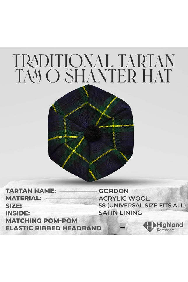 Tam O'Shanter Hat with Pompom | Gordon Tartan