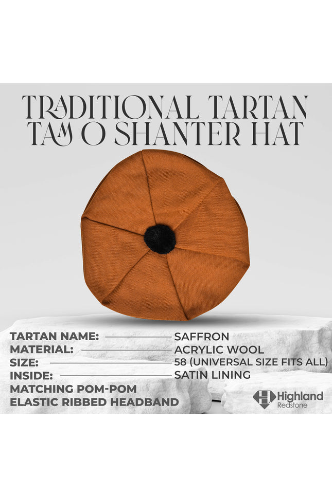 Tam O'Shanter Hat with Pompom | Saffron