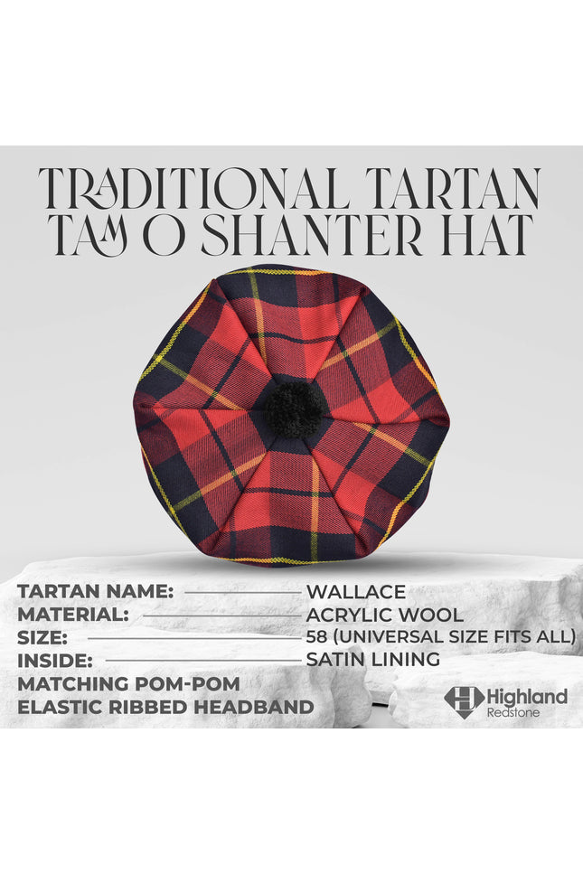 Traditional Tam O'Shanter Hat with Pompom (Wallace)"
