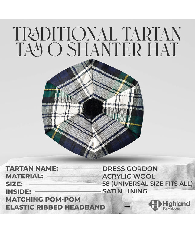 Tam O'Shanter Hat with Pompom | Dress Gordon Tartan