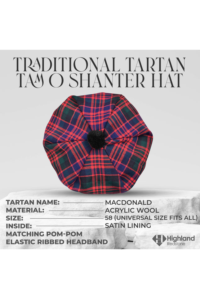 Tam O'Shanter Hat with Pompom | MacDonald Tartan