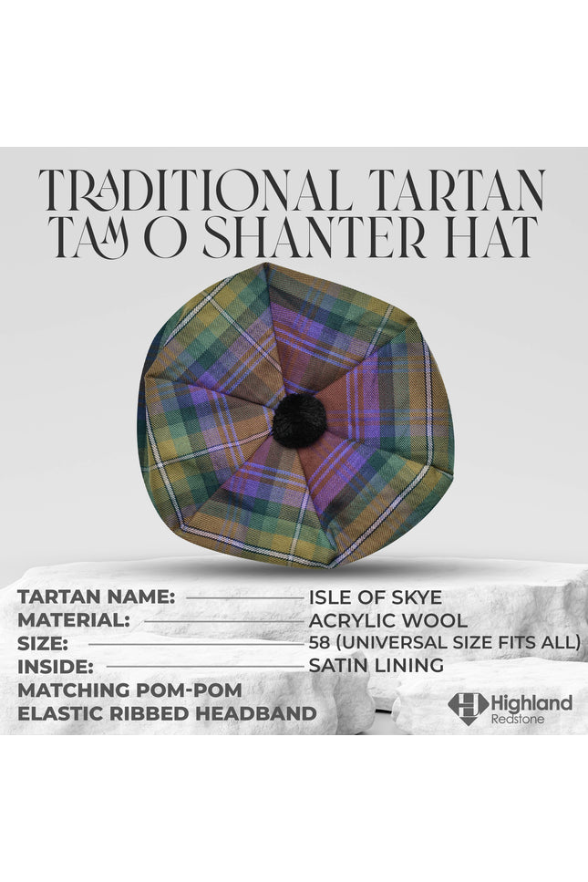 Tam O'Shanter Hat with Pompom | Isle of Skye Tartan