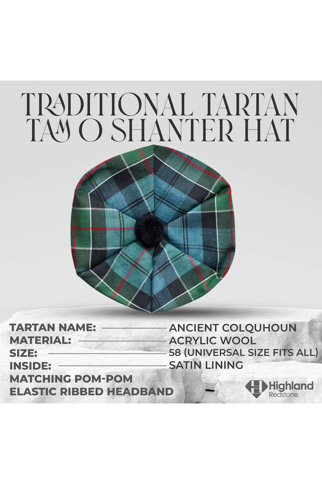 Tam O'Shanter Hat with Pompom | Ancient Colquhoun Tartan