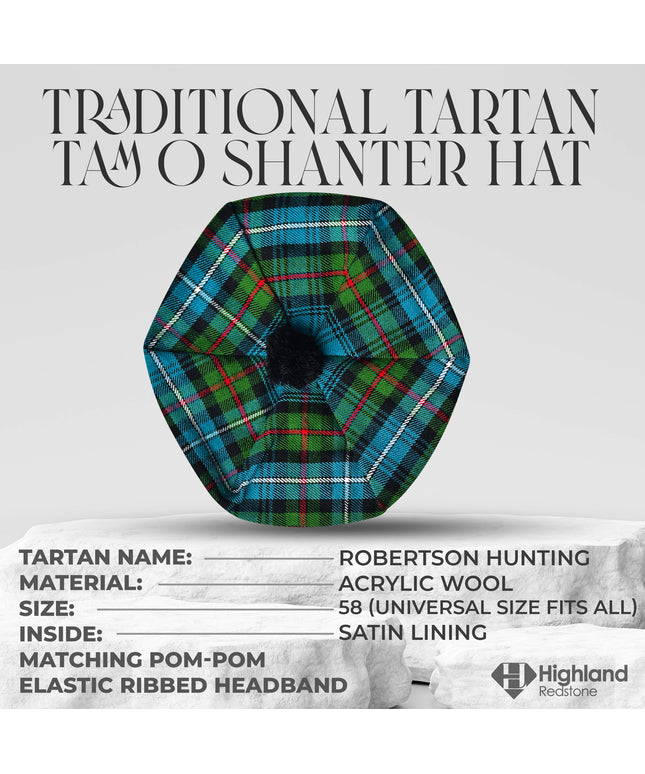 Tam O'Shanter Hat with Pompom | Robertson Hunting Tartan