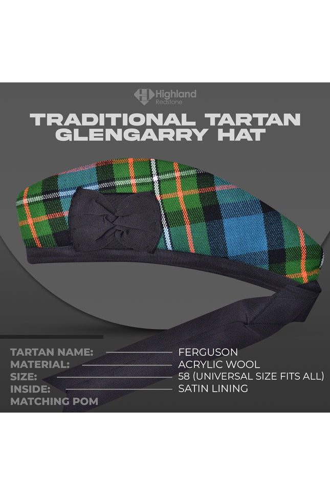 Ferguson Glengarry cap - Premium Scottish Glengarry cap with traditional toorie