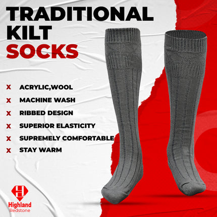 Wool blend kilt hose, grey kilt hose, wool kilt socks, grey kilt socks, high-quality kilt hose, comfortable kilt socks, durable kilt hose, Scottish kilt accessories, traditional kilt hose, elegant grey kilt hose, warm kilt socks, breathable kilt hose, moisture-wicking kilt socks, reinforced heel kilt hose, ribbed top kilt hose, versatile kilt hose, stylish kilt socks, premium wool kilt hose, reliable kilt hose, elegant grey kilt socks