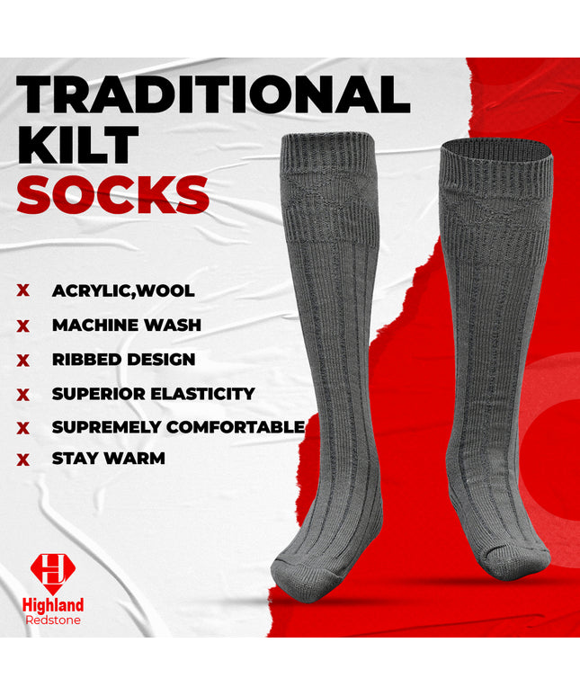 Wool blend kilt hose, grey kilt hose, wool kilt socks, grey kilt socks, high-quality kilt hose, comfortable kilt socks, durable kilt hose, Scottish kilt accessories, traditional kilt hose, elegant grey kilt hose, warm kilt socks, breathable kilt hose, moisture-wicking kilt socks, reinforced heel kilt hose, ribbed top kilt hose, versatile kilt hose, stylish kilt socks, premium wool kilt hose, reliable kilt hose, elegant grey kilt socks