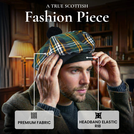Tam O'Shanter Hat with Pompom | Irish Heritage Tartan