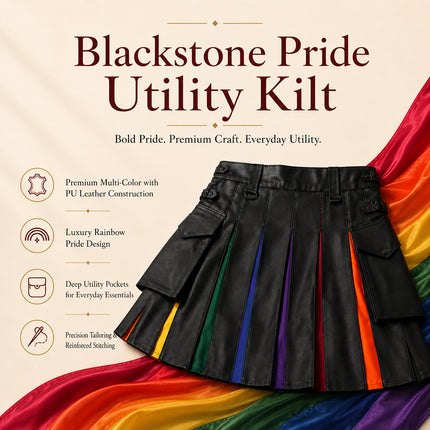Blackstone Pride Utility Kilt | Unisex PU Leather