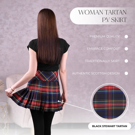Women's Tartan Billie Skirt | Black Stewart