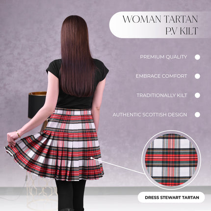 Woman Plaid Kilt - Dress Stewart Tartan Kilt - Premium Quality & Timeless Style