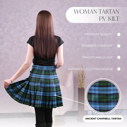 Woman Plaid Kilt -  Ancient Campbell Tartan Kilt - Premium Quality & Timeless Style