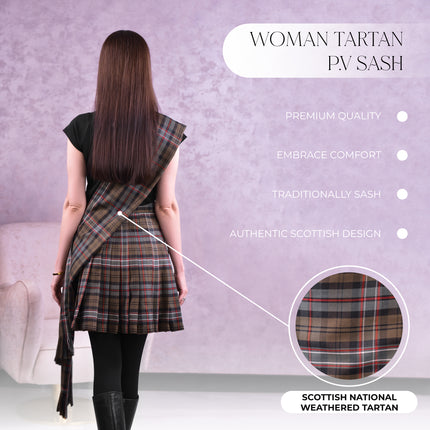 Women's Sash in Scottish National Weathered Tartan