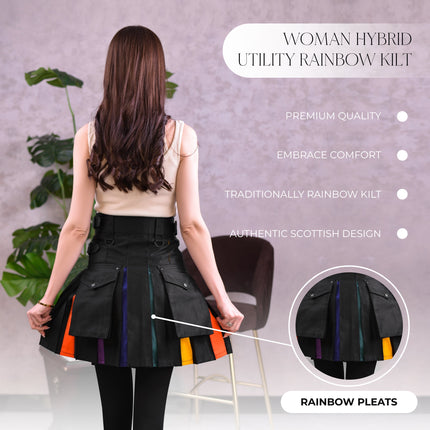 Women's Hybrid Utility Kilt | Rainbow Tartan