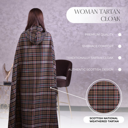 Women Tartan Cloak - Scottish National Weathered