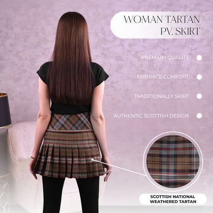 Women Tartan P.V Skirt (Scottish National Weathered)