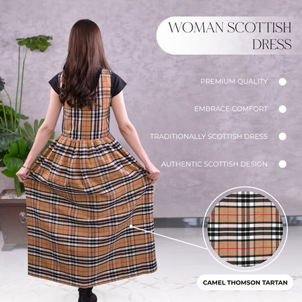Women's Scottish Highland Dress – Long Tartan Dress | Camel Thomson