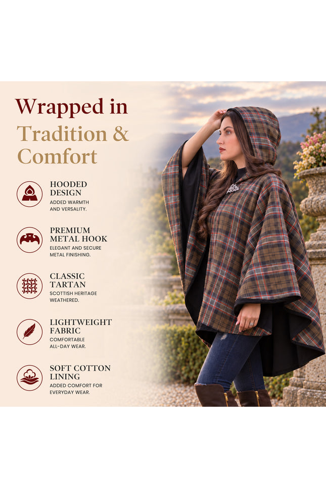 Cape écossais tartan pour femme - Héritage écossais vieilli
