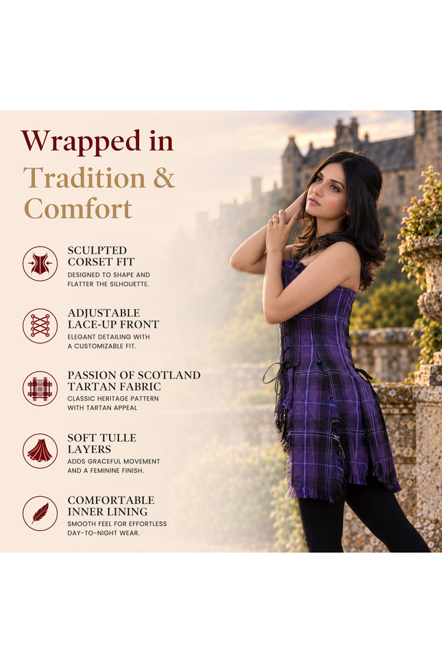 Corset Bella Tartan (Passion de l'Écosse Violet)