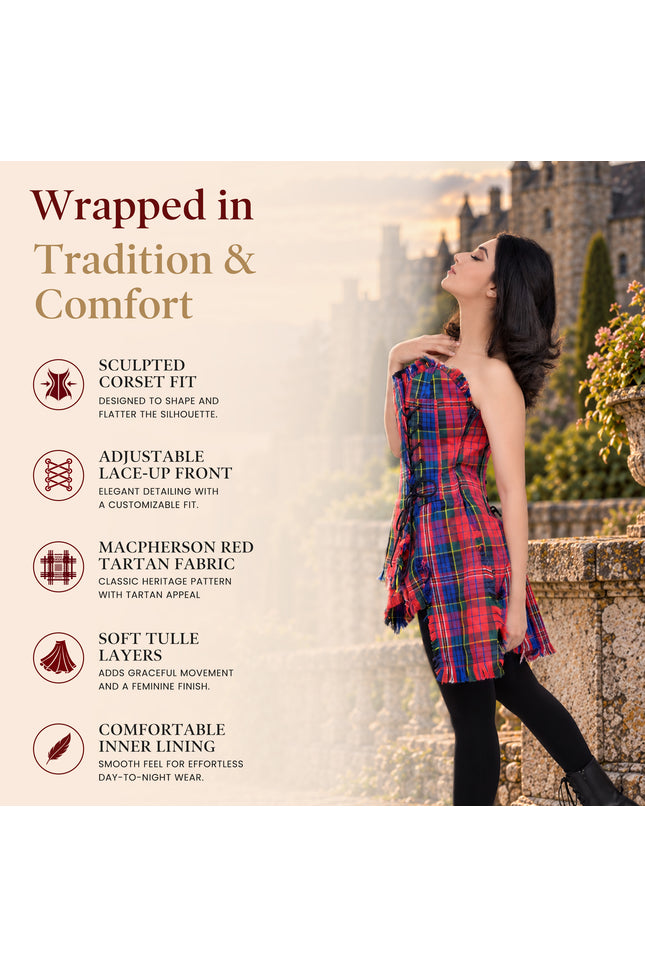 Corset Bella en tartan (Rouge Macpherson)
