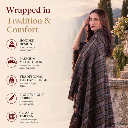 Cape écossaise à carreaux pour femme - Scottish Heritage vieilli