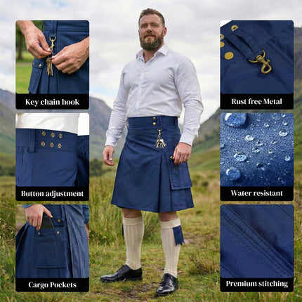 Phantom Modern Utility Kilt - Blue | Big & Tall