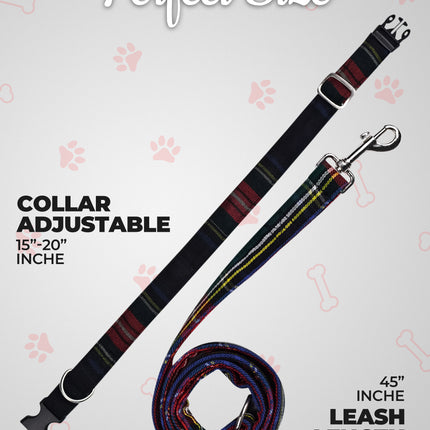 Dog Collar and Leash Set – Black Stewart