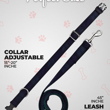 Dog Collar and Leash Set – Black Watch