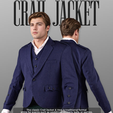 Blue Crail Jacket and Vest – Italian Tweed Wool | Scottish Formalwear