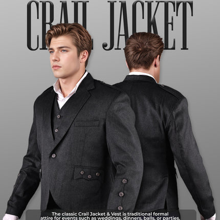 Charcoal Crail Jacket & Vest – Italian Tweed Wool | Scottish Formalwear