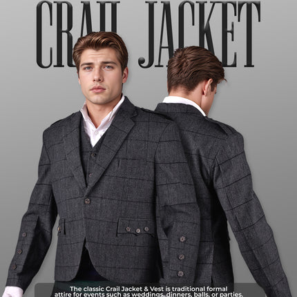 Charcoal Grey Crail Jacket & Vest – Italian Tweed Wool | Scottish Formalwear