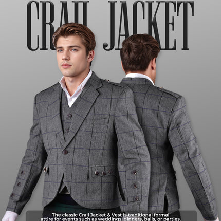 Bold Grey Crail Jacket & Vest - Red Check – Italian Tweed Wool | Scottish Formalwear