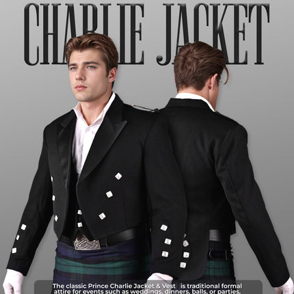 Black Prince Charlie Jacket – Traditional Elegance with Modern Craftsmanship